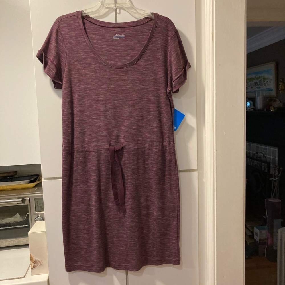 Columbia T-Shirt Dress with Drawstring Waist Purple - Med NWT - Picture 2 of 9